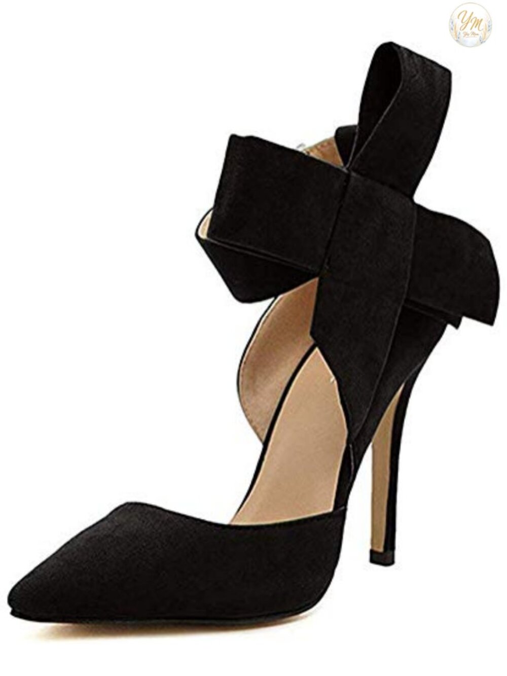Faux Suede Pointy Toe Stiletto Heels Big Bow Dress Pumps